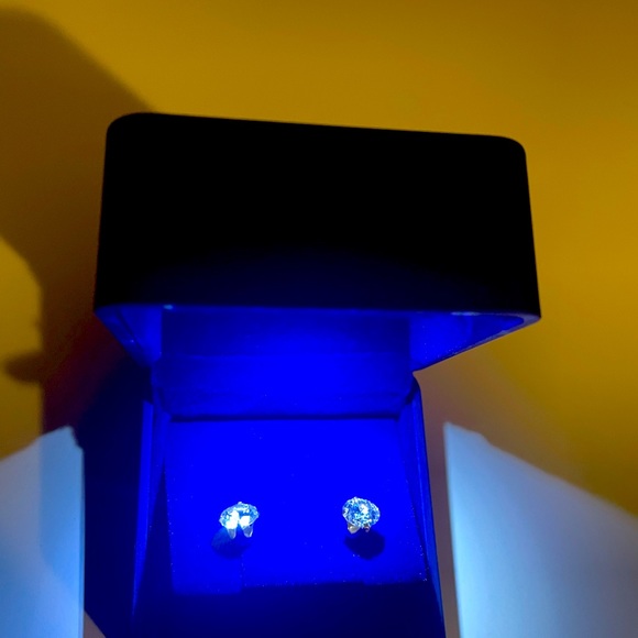 2 Ct. Moissanite 14K Gold Plated Screwback Studs - Picture 2 of 7